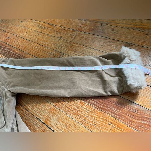 Jennyfer J. || 90's Tan Corduroy Rabbit Fur Y2K Style Pocket Jacket - Picture 14 of 14